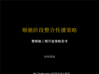黑弧南京市顺驰滨江奥城三期开盘策略思考.ppt